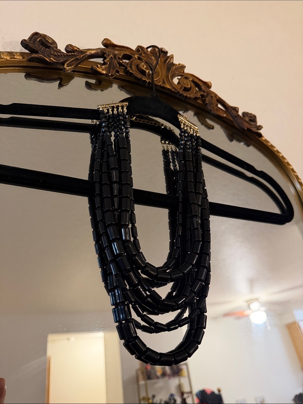 Black Multi-Strand Beaded Necklace - Elegant Statement Jewelry